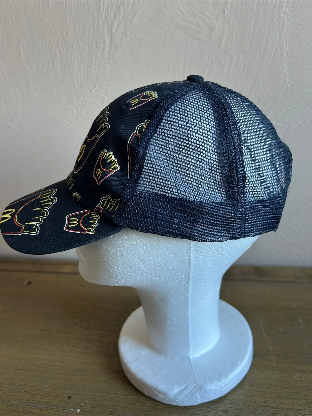 McDonald's  Employee All Over Iconic French Fries Boxes Patterned Black Cap OSFA
